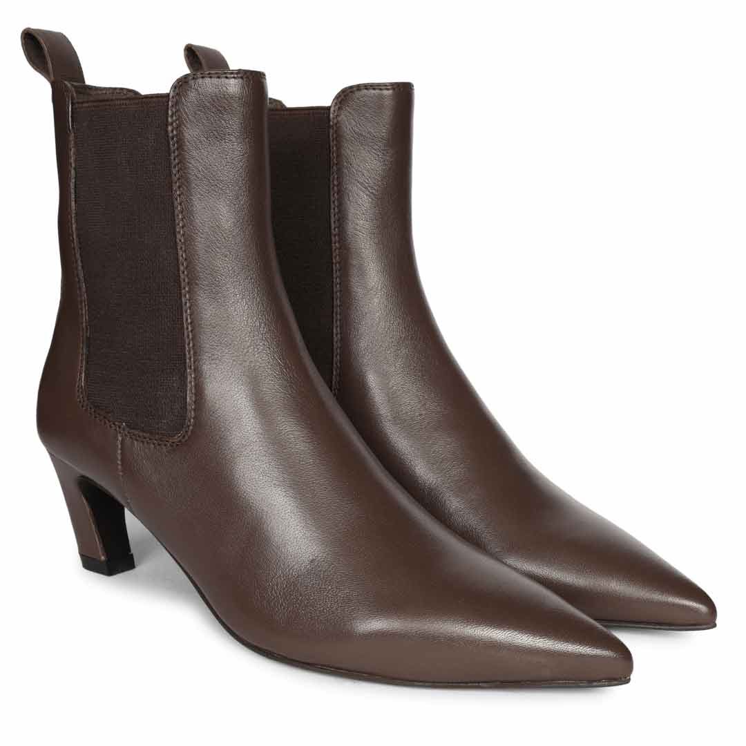 Saint Brown Leather Heel Ankle Boots
