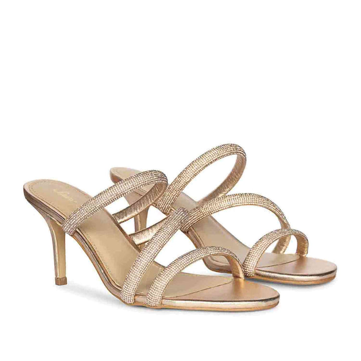 Saint Layla Crystal Cord Rose  Gold Leather Stilettos