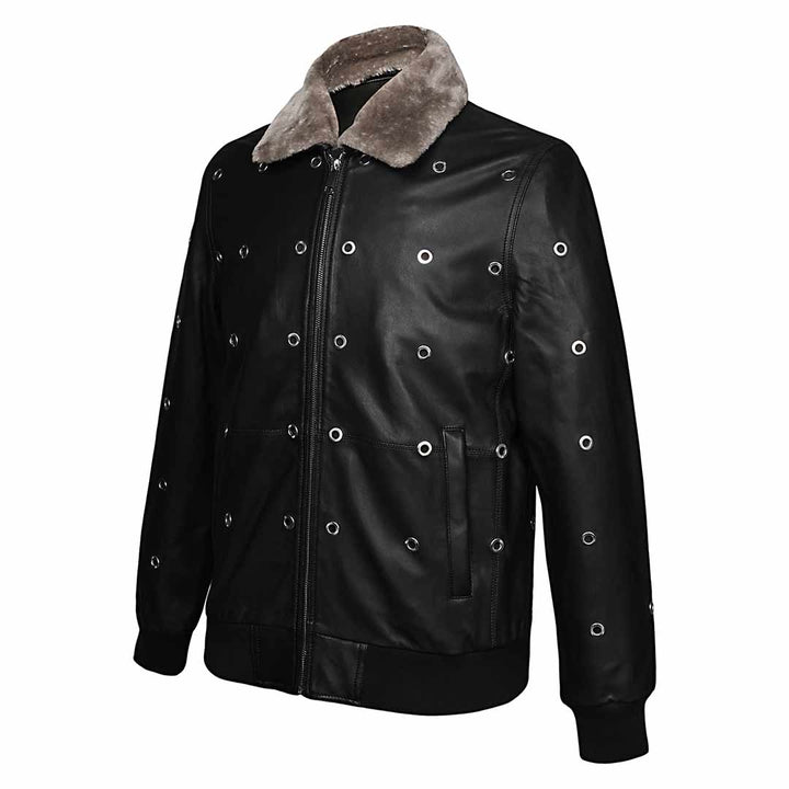 Saint Joshua Black Leather Men's Jackets