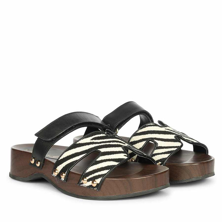 Saint Mikayla Black Leather Platform Sandals