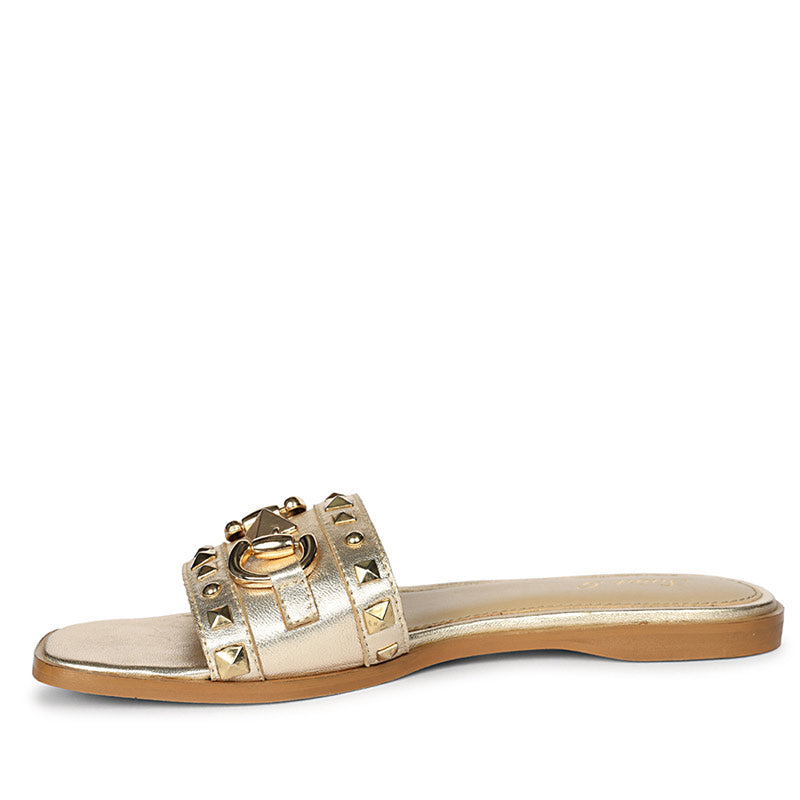 Saint Wrenley Studded Platin Suede Leather Slides