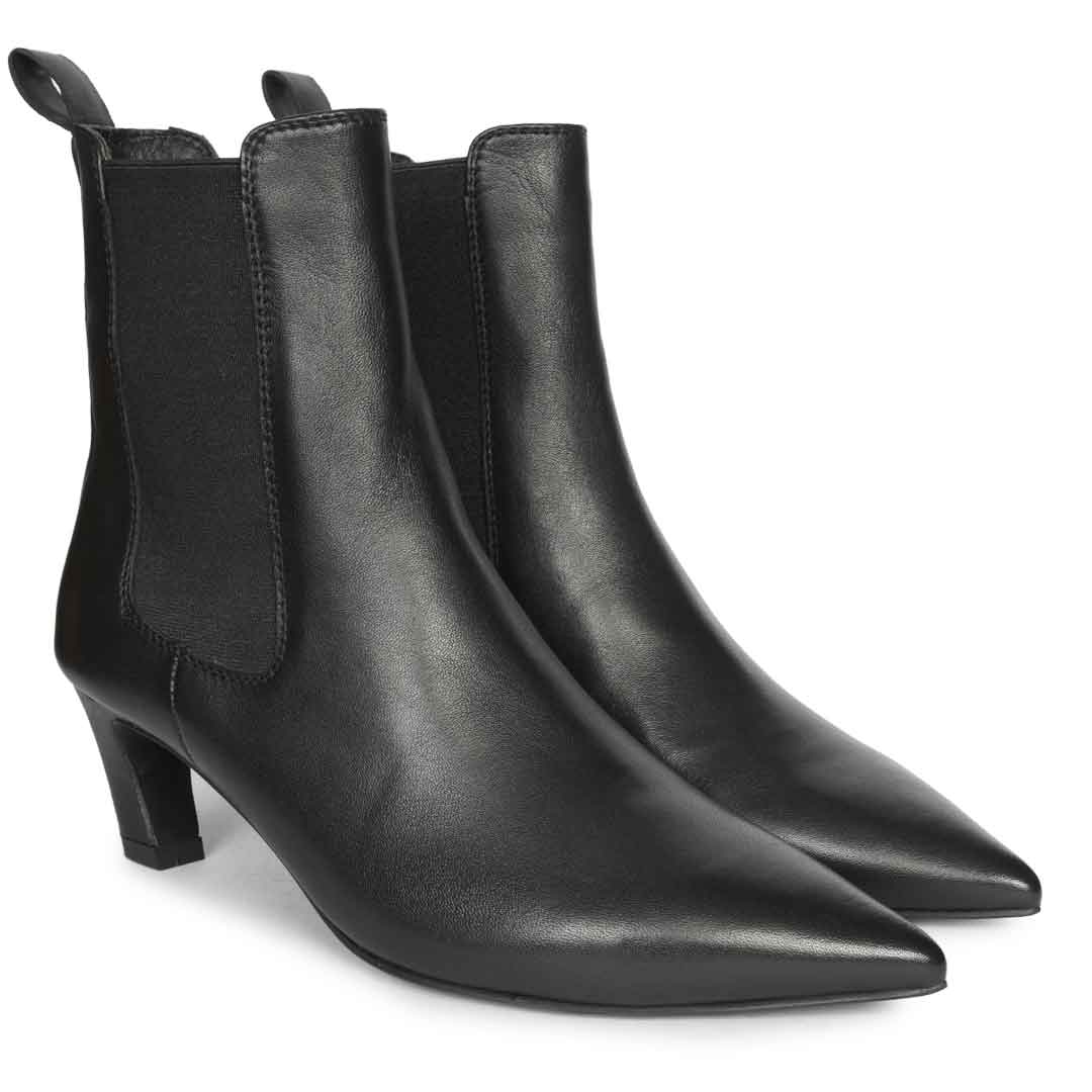 Saint Black Leather Heel Ankle Boots
