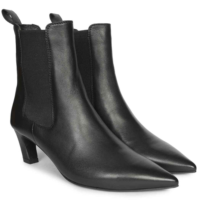 Saint Black Leather Heel Ankle Boots