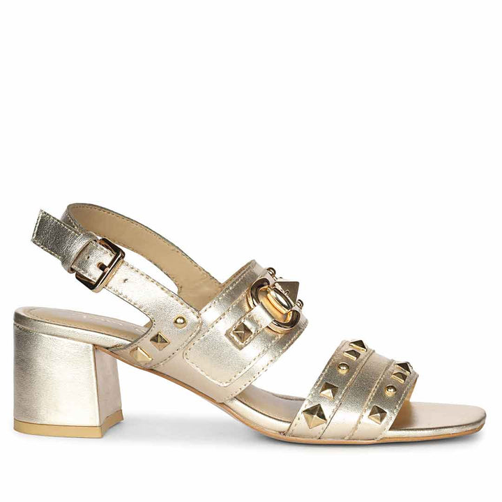 Saint Mabel Embellished Metallic Gold Leather Heels