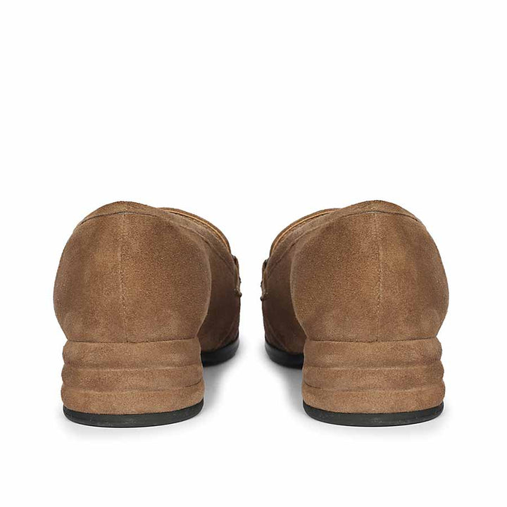 Saint Jacqueline Dark Taupe Suede Leather Moccasins