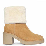 Saint Glacienne Tan Suede Leather Fur Cuff Ankle Boots