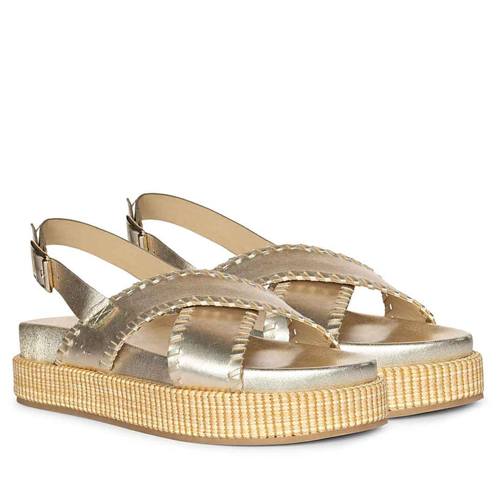 Saint Luma Gold Leather Platform Sandals