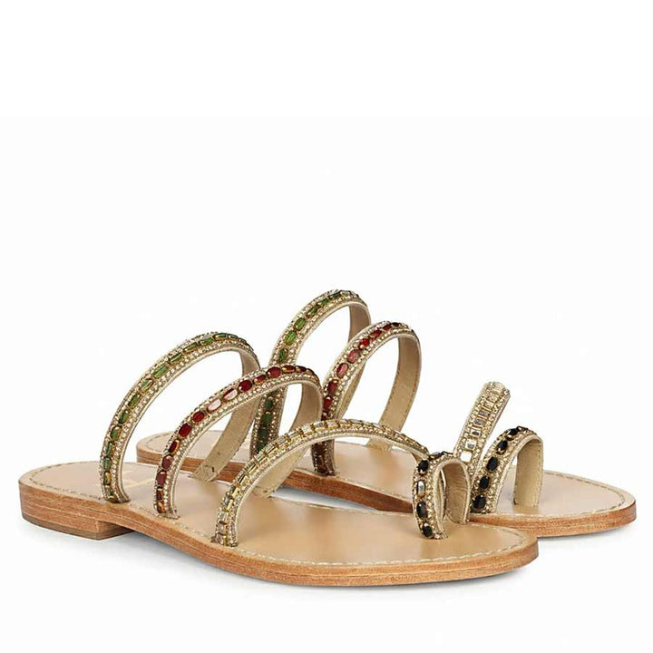 Saint Amber Royale Multi-Stone Leather Flats