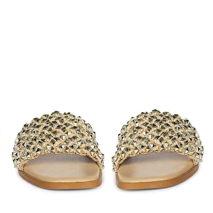 Saint Tara Glow Mesh Beige Leather Flats