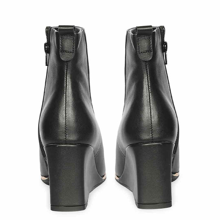 Saint Maelis Black Leather Wedge heel Ankle boots