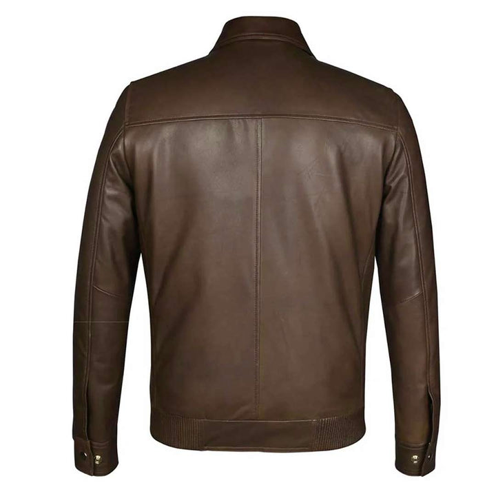 Saint Arduin Choco Brown Washed Leather Men's Bomber Jackets