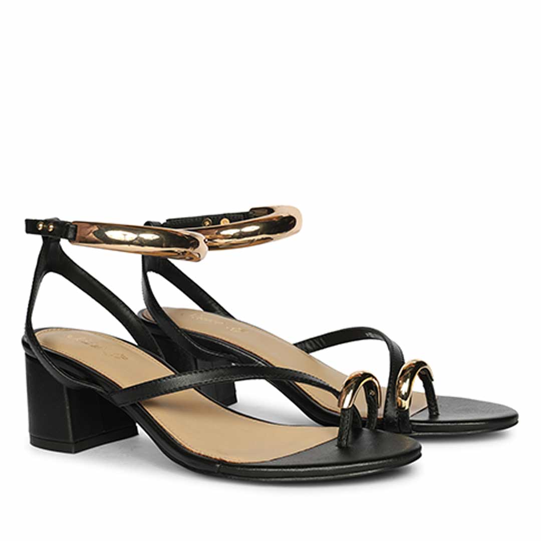 Saint Black Leather Block Heel