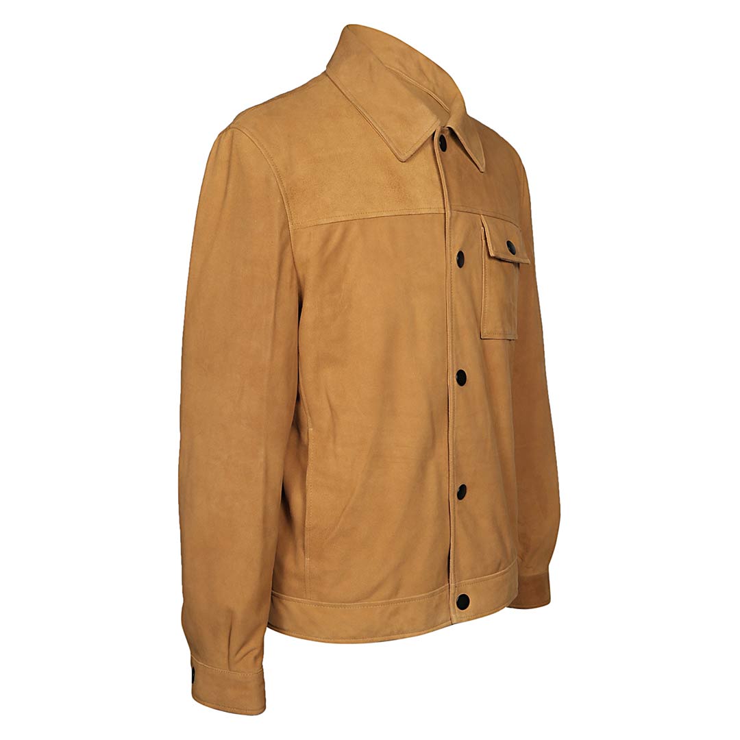 Saint Max Sand Suede Leather Men's Jacket With Collars