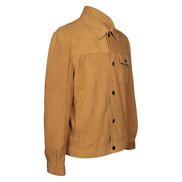 Saint Max Sand Suede Leather Men's Jacket With Collars