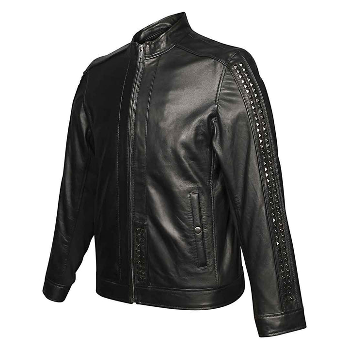 Saint Edoardo Studded Black Leather Men's Jackets
