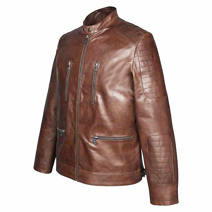 Saint Ellis Burgundy Leather Men's Cafe Racer Jackets