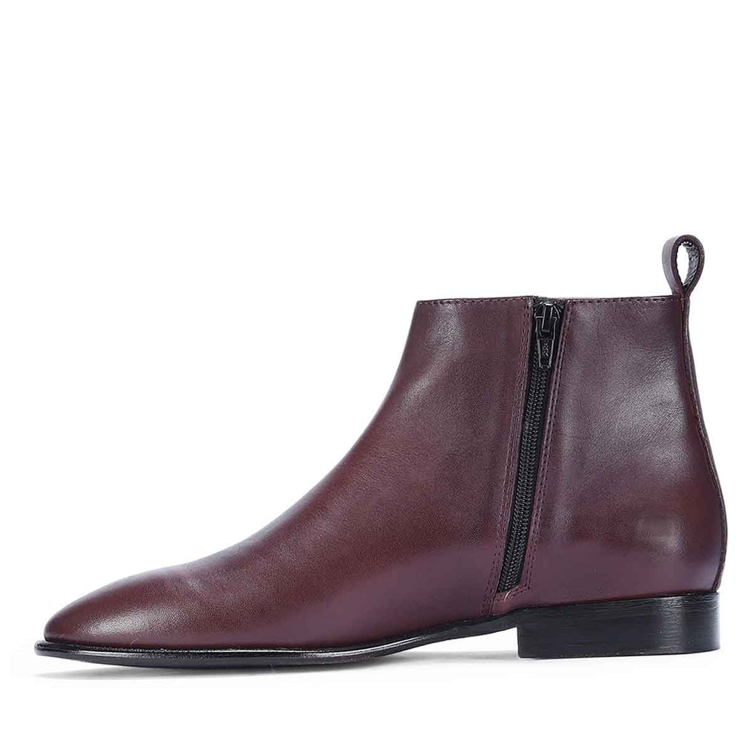 Saint Magnus Bordo Crust Leather Ankle Boots