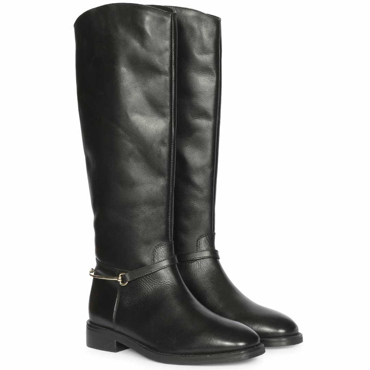 Saint Precious Hoesbit Trim Black  Knee High Boots