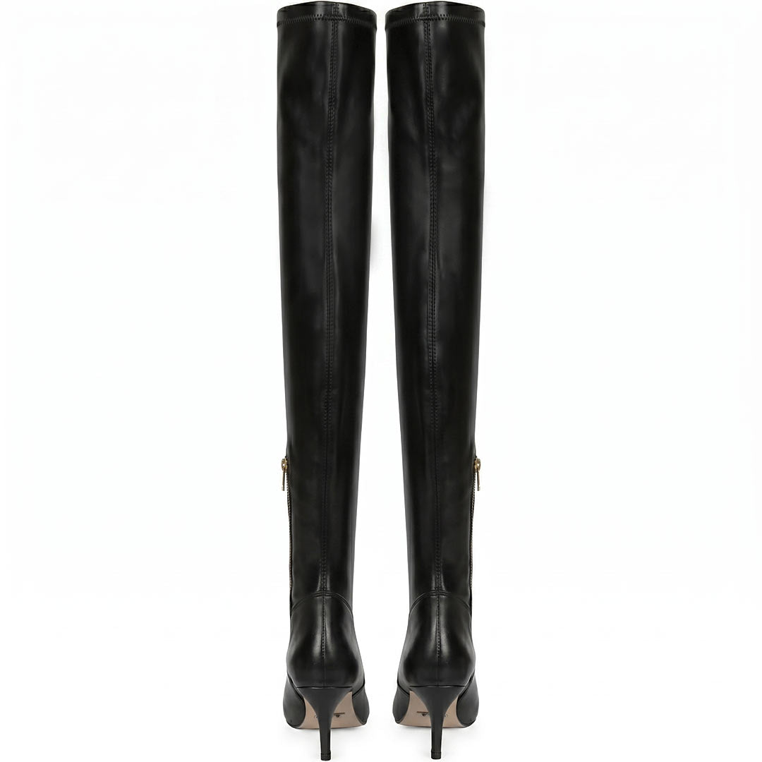 Saint Brigitte Black Stretch Napa Thigh High Boots