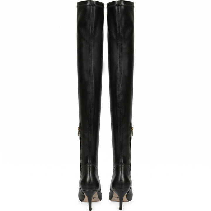 Saint Brigitte Black Stretch Napa Thigh High Boots