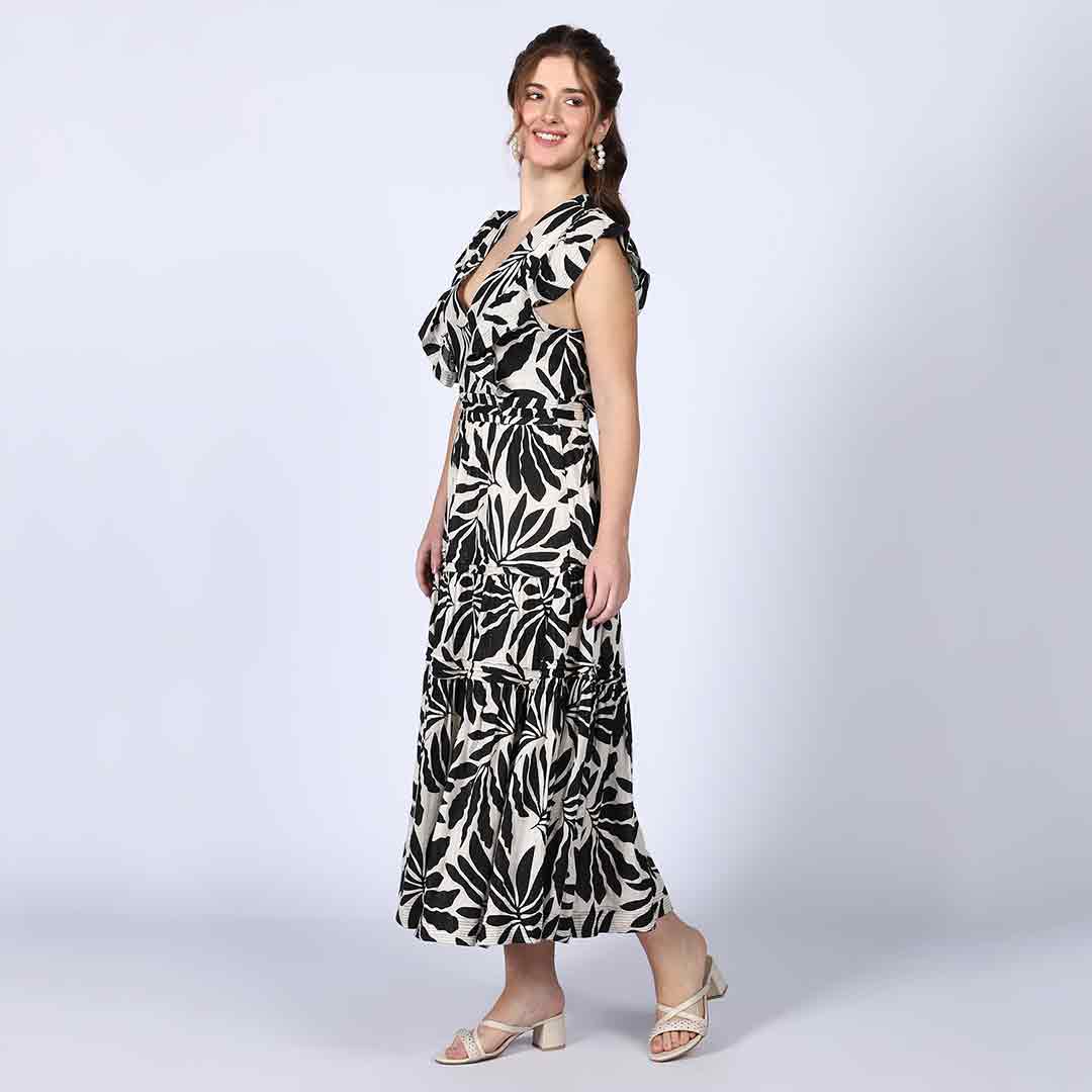 Saint Womens Ivory Printed Lurex Maxi Dress