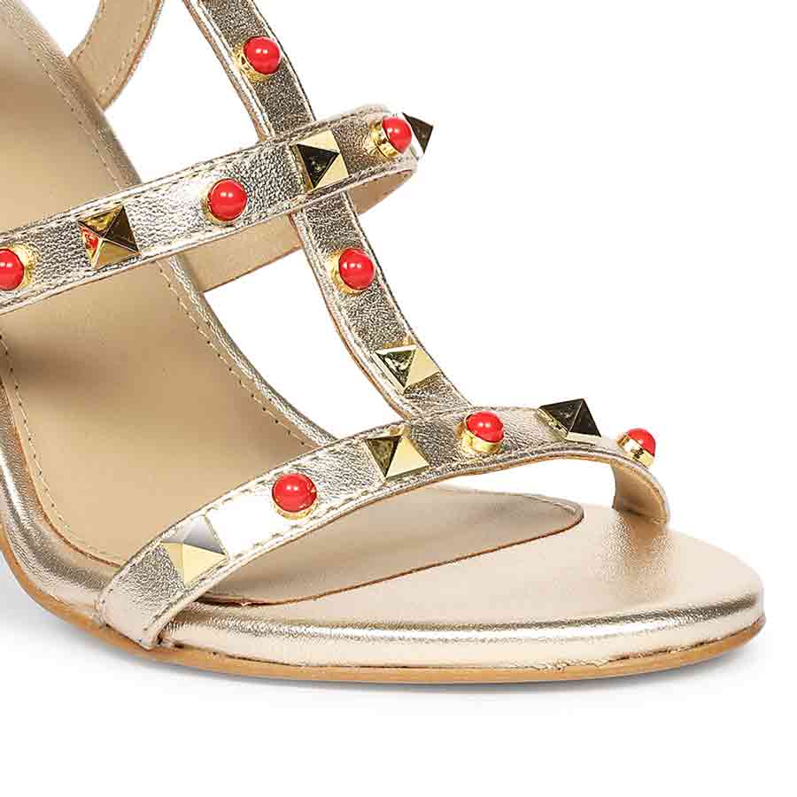 Saint Lorien Platin Leather Studded Block Heels
