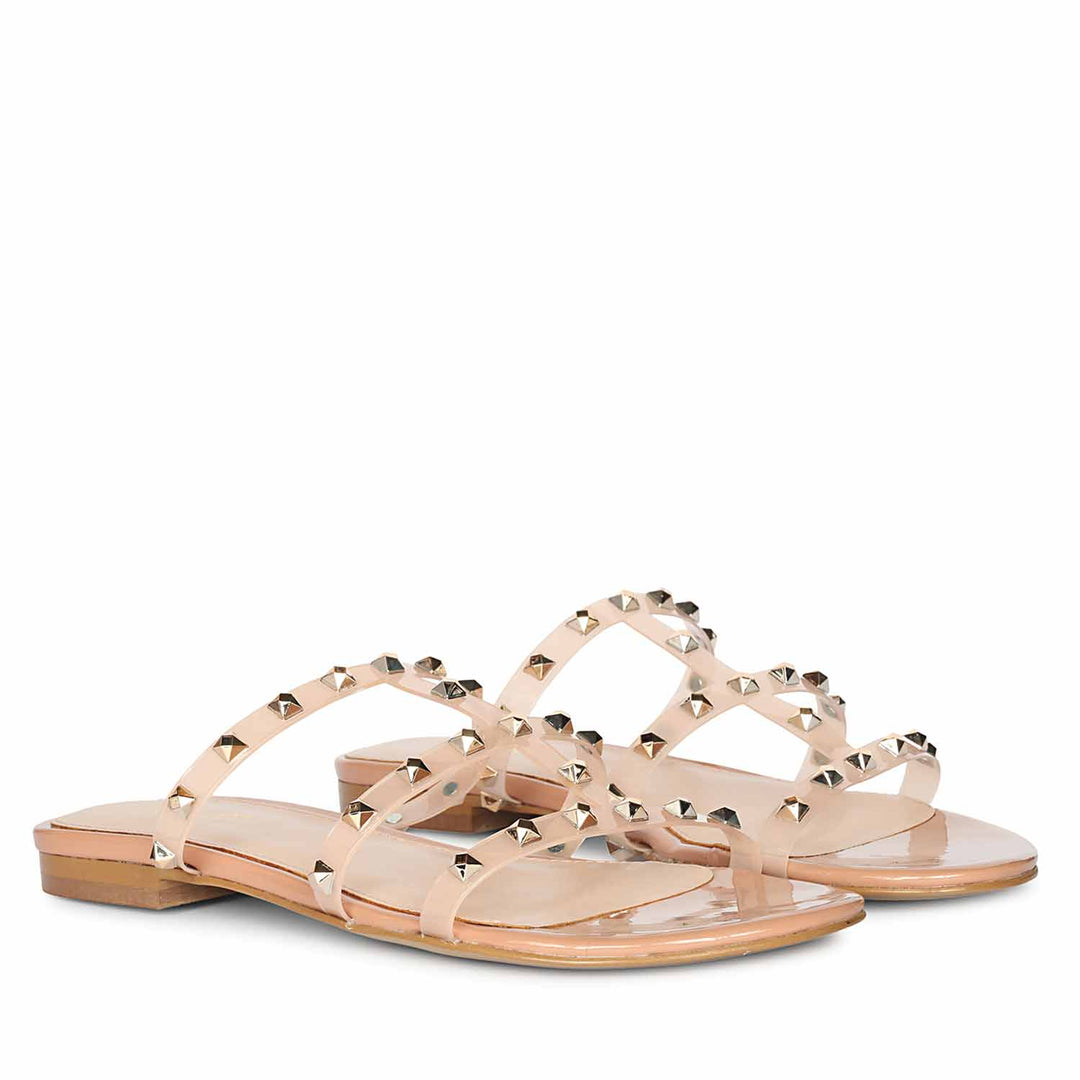 Saint Venera Metal Studded Blush Vegan Leather Flats