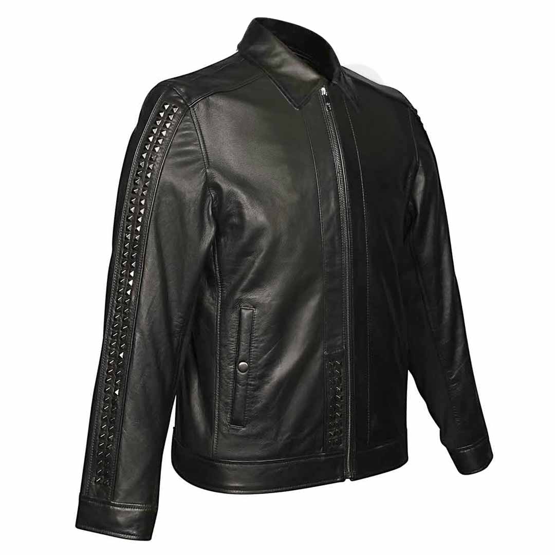 Saint Edoardo Studded Black Leather Men's Jackets