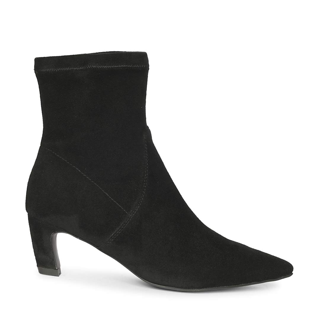 Saint Avery Black Stretch Suede Kitten Heel Boots