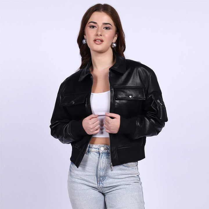 Saint Rosine Women Black Leather Jackets
