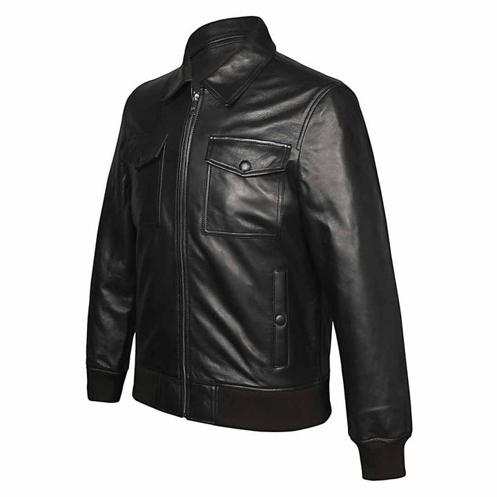 Saint Frayn Black Leather Men's Jackets