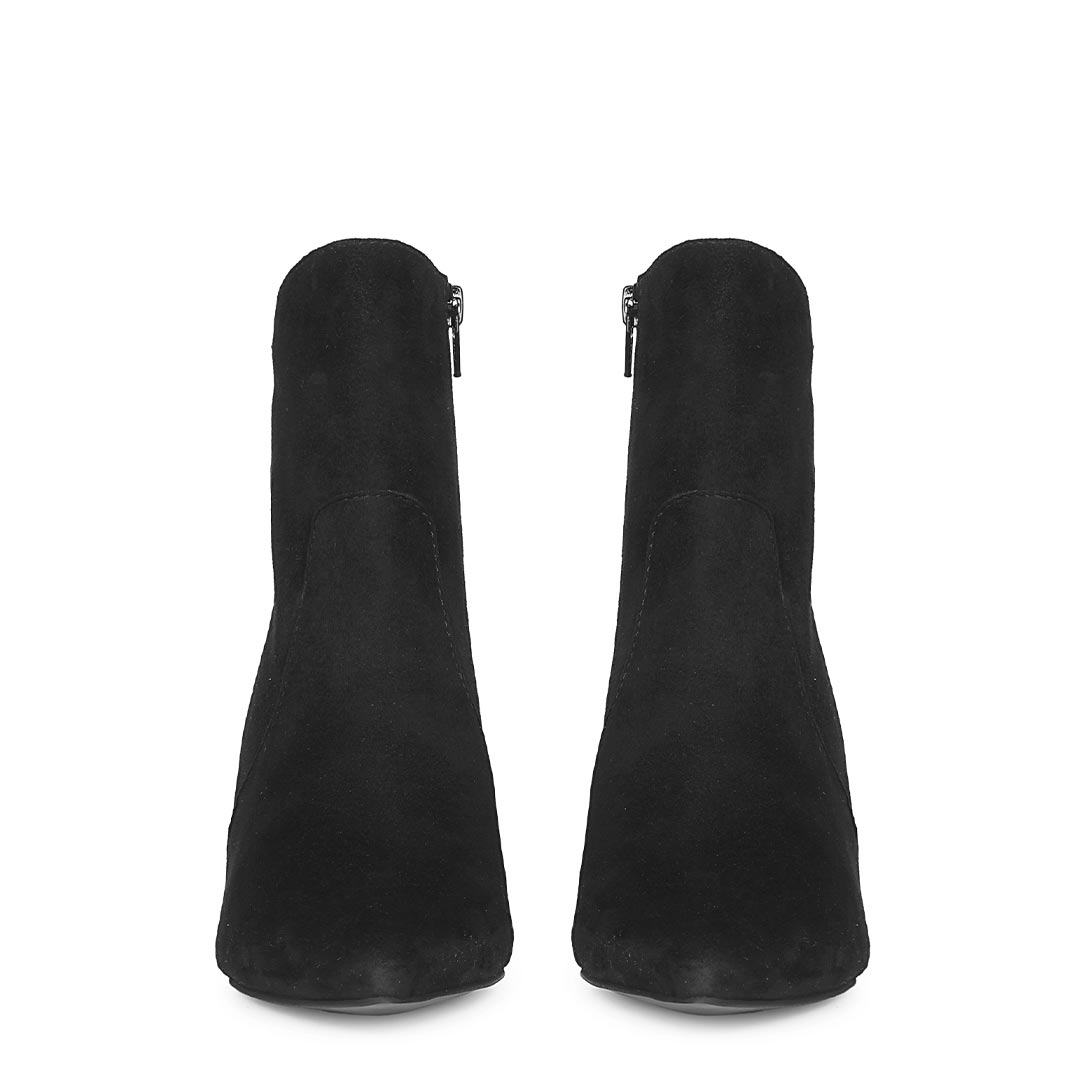 Saint Malia Gold Buckle Black Suede Leather Boots