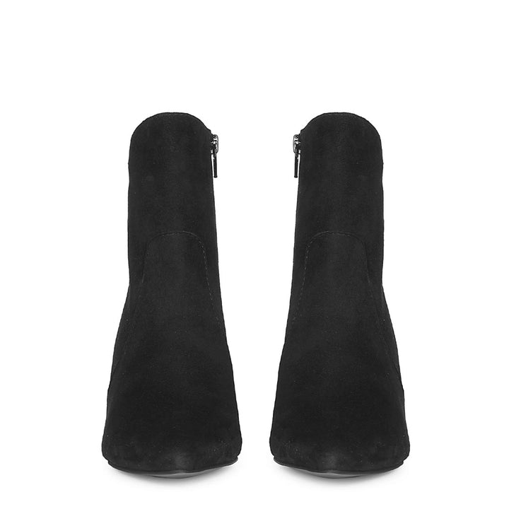 Saint Malia Gold Buckle Black Suede Leather Boots