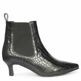 Saint Chloé Snake Black Leather Kitten Heel Ankle Boots