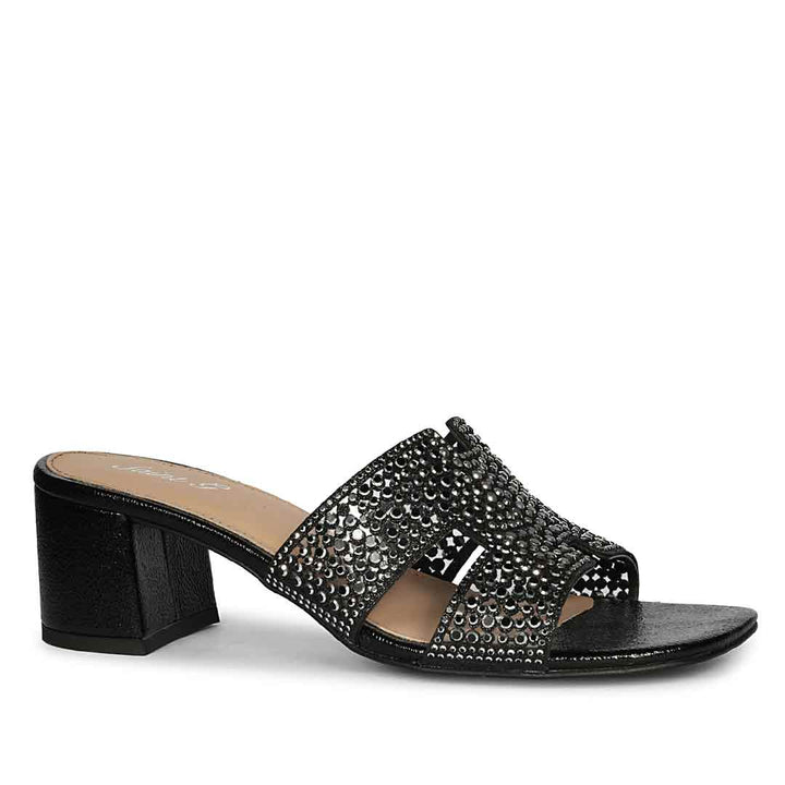 Saint  Black Leather Block Heels