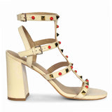 Saint Lorien Off-White Leather Studded Block Heels