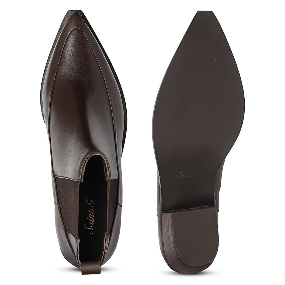 Saint Meline Brown Napa Leather Ankle Boots