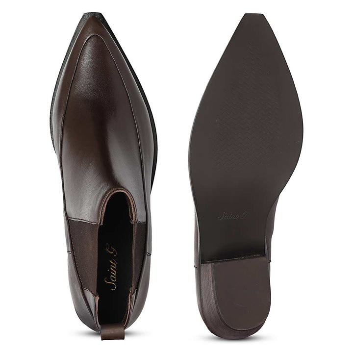 Saint Meline Brown Napa Leather Ankle Boots