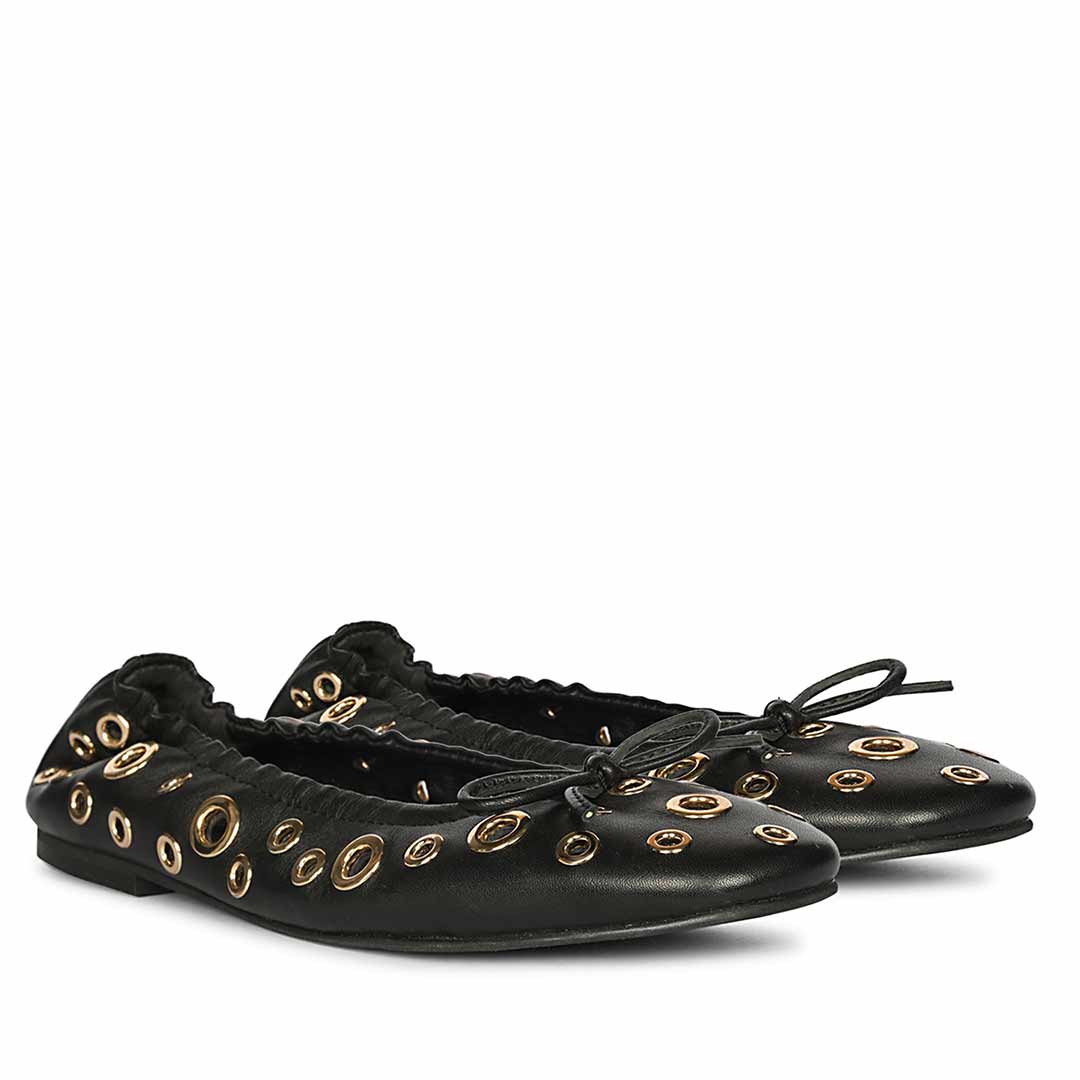 Saint Rovella Black Eyelet Ballet Flats