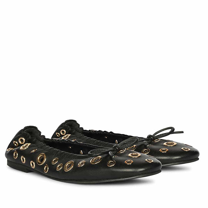 Saint Rovella Black Eyelet Ballet Flats