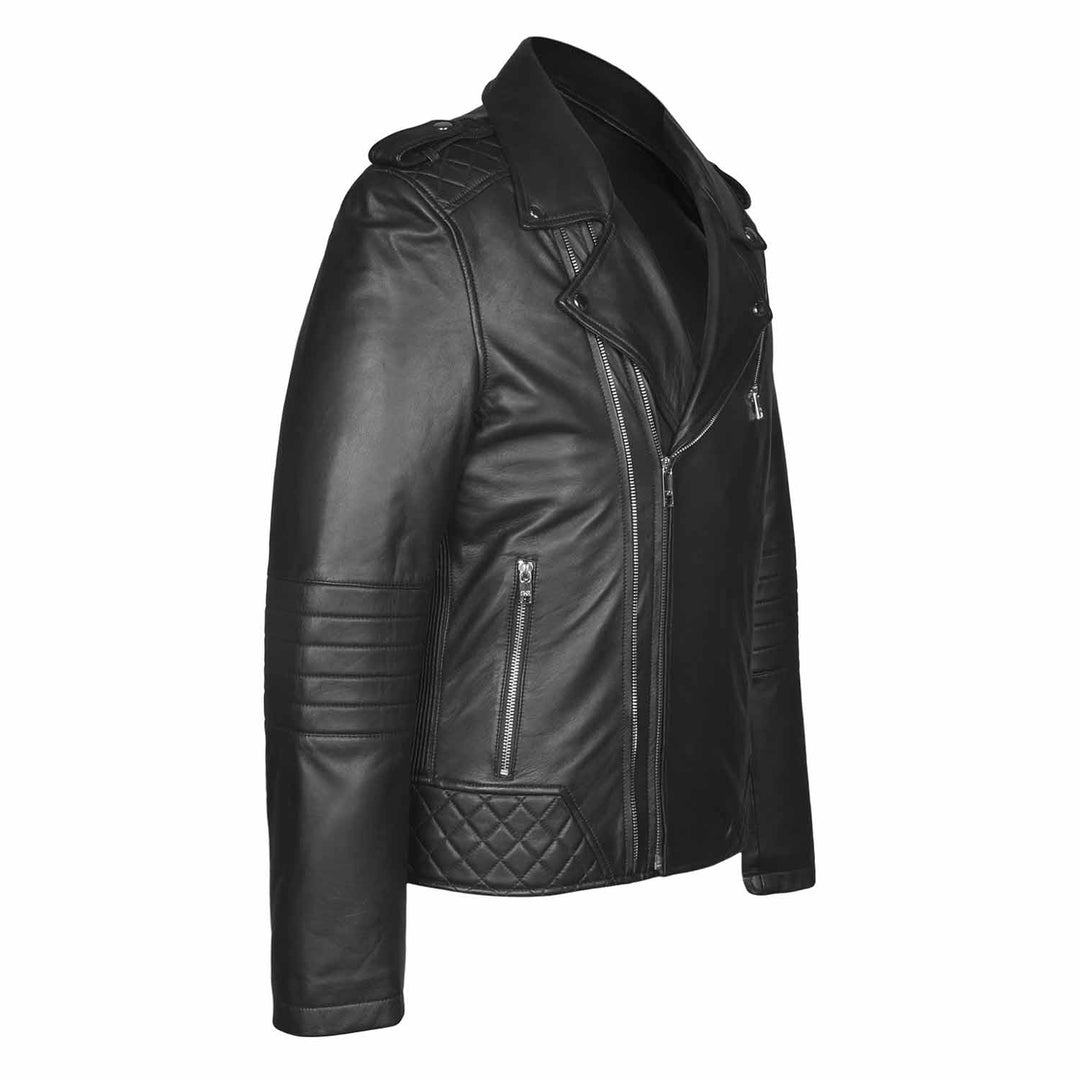 Saint Fabio Men Black Leather Biker Style Jackets