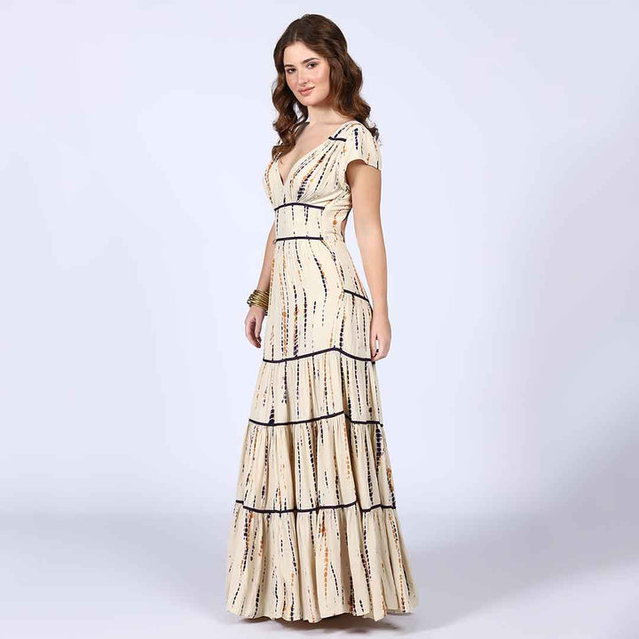 Saint Celeste Ivory Tiered Viscose Maxi Dress