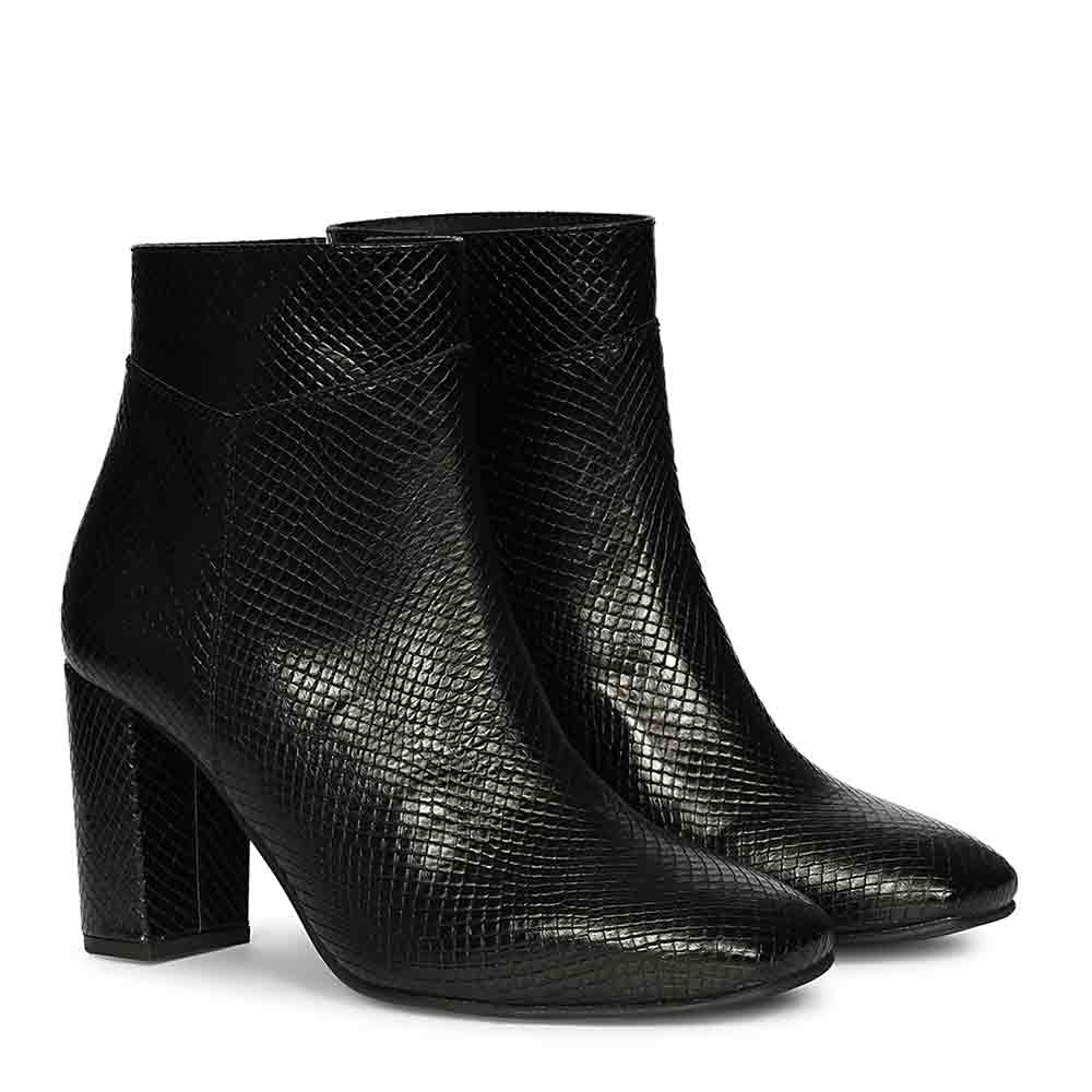 Saint Amara Black Snake Embossed Leather Ankle Boots