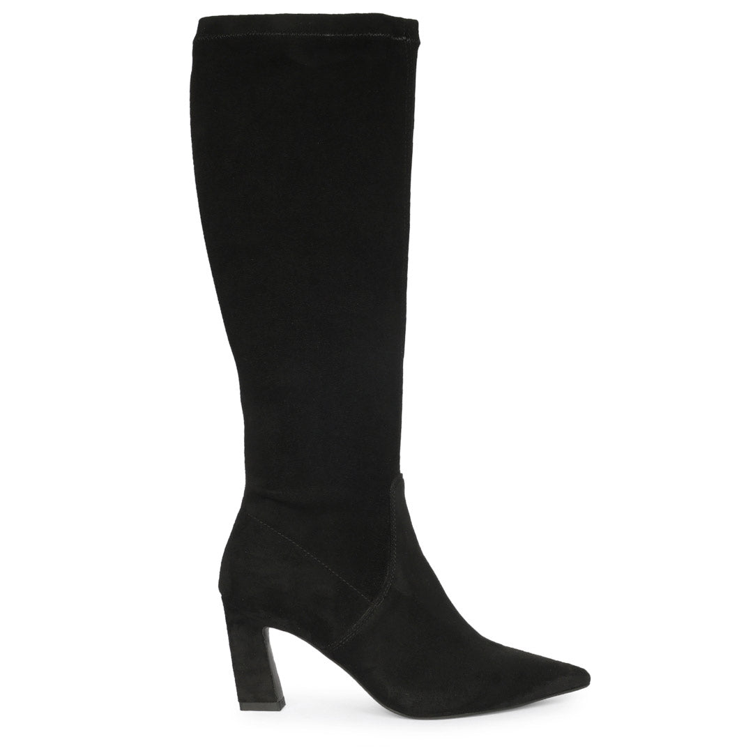 Saint Maren Black Stretch Suede Knee High Long Boots