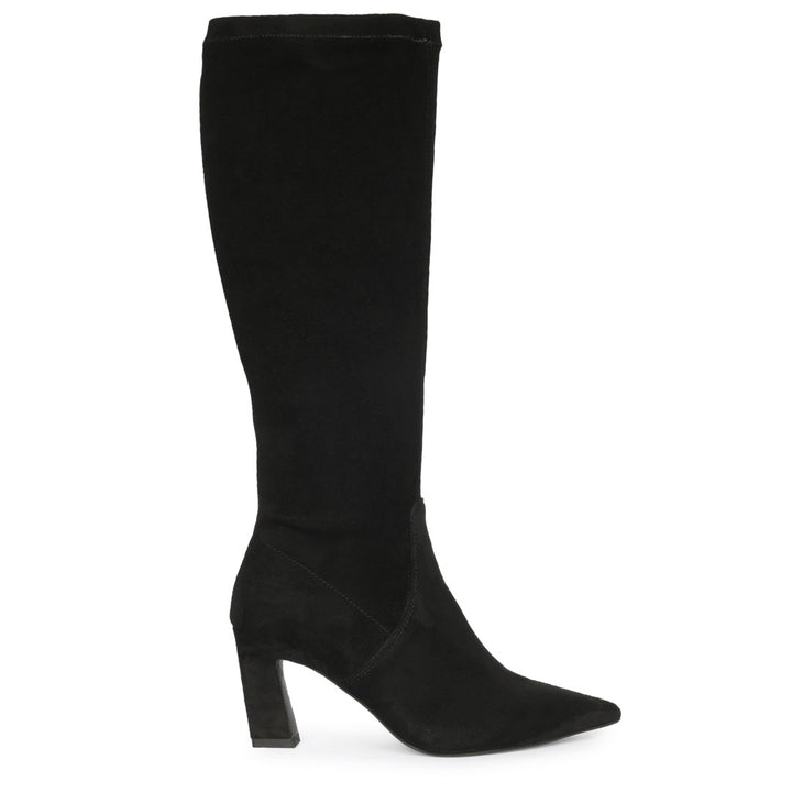 Saint Maren Black Stretch Suede Knee High Long Boots