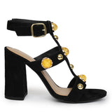 Saint Hope Studded Black Suede Block Heels