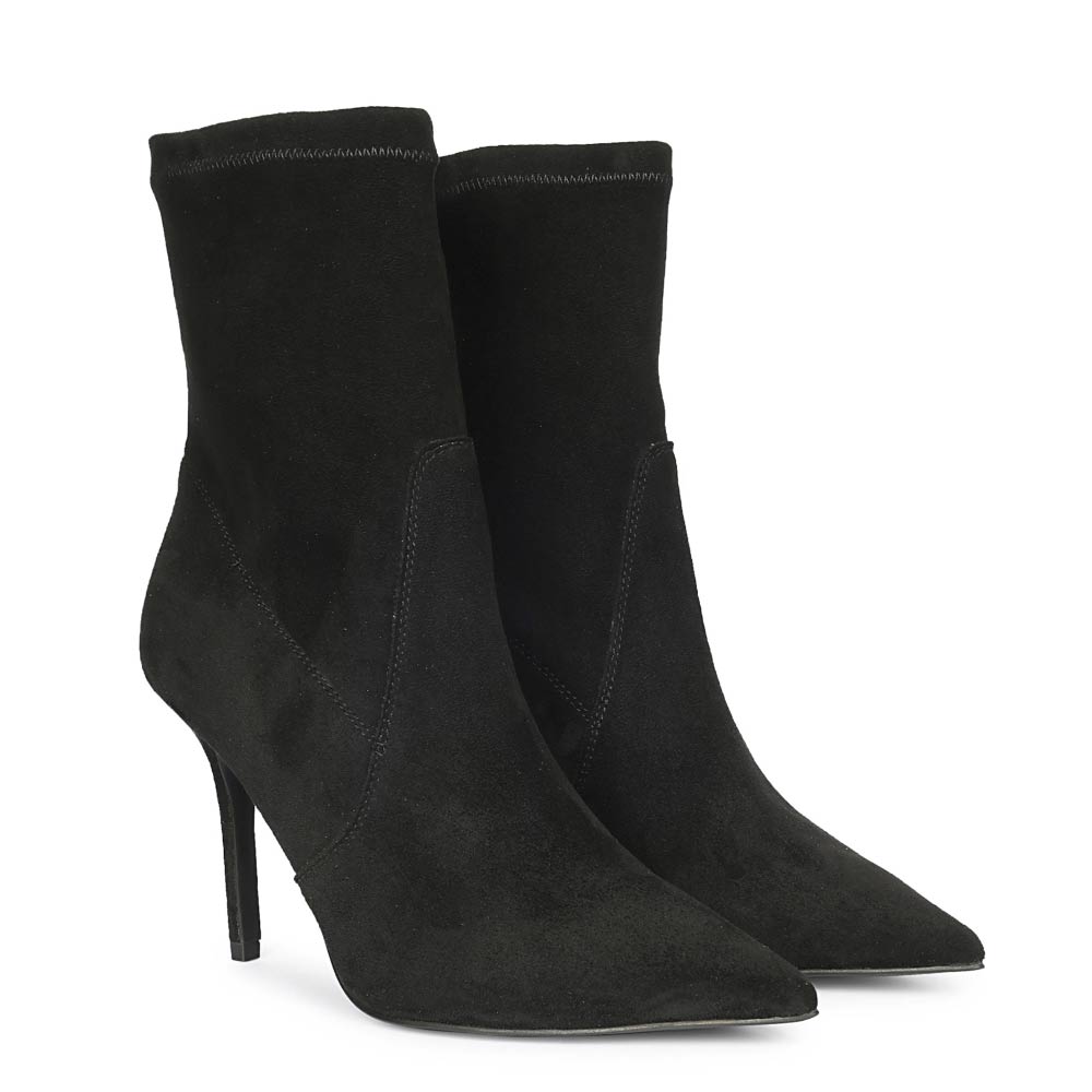 Saint Jaime Stretch Suede Stiletto Heel Ankle Boots