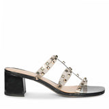 Saint Novara Metal Studded Black Vegan Leather Heels