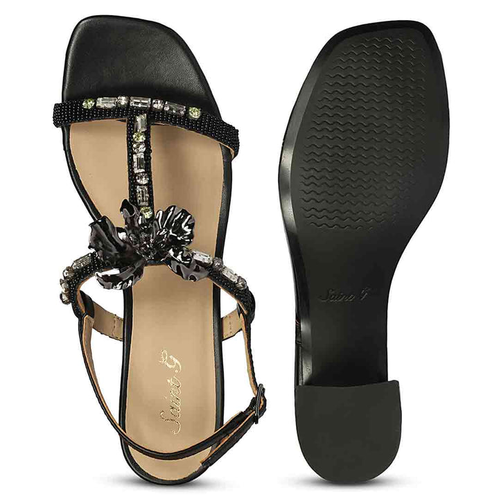 Saint Black Leather Block Heel