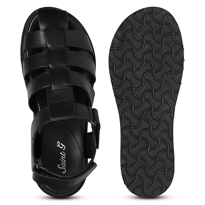 Saint Ophelia Black Leather Footbed Sandals
